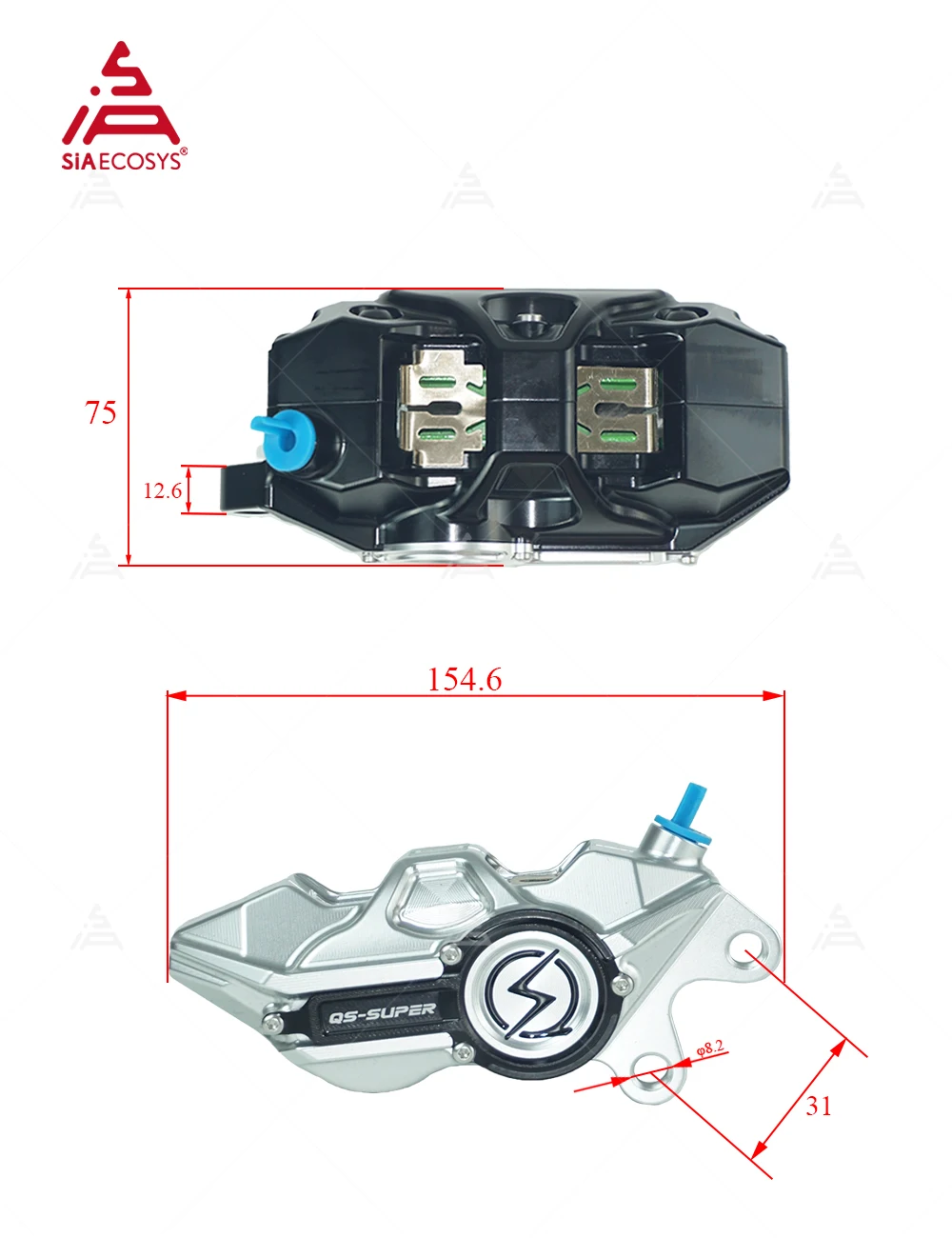 Forged Front Brake Caliper 4 Piston - طقم مكابح QS بأربعة مكابس من